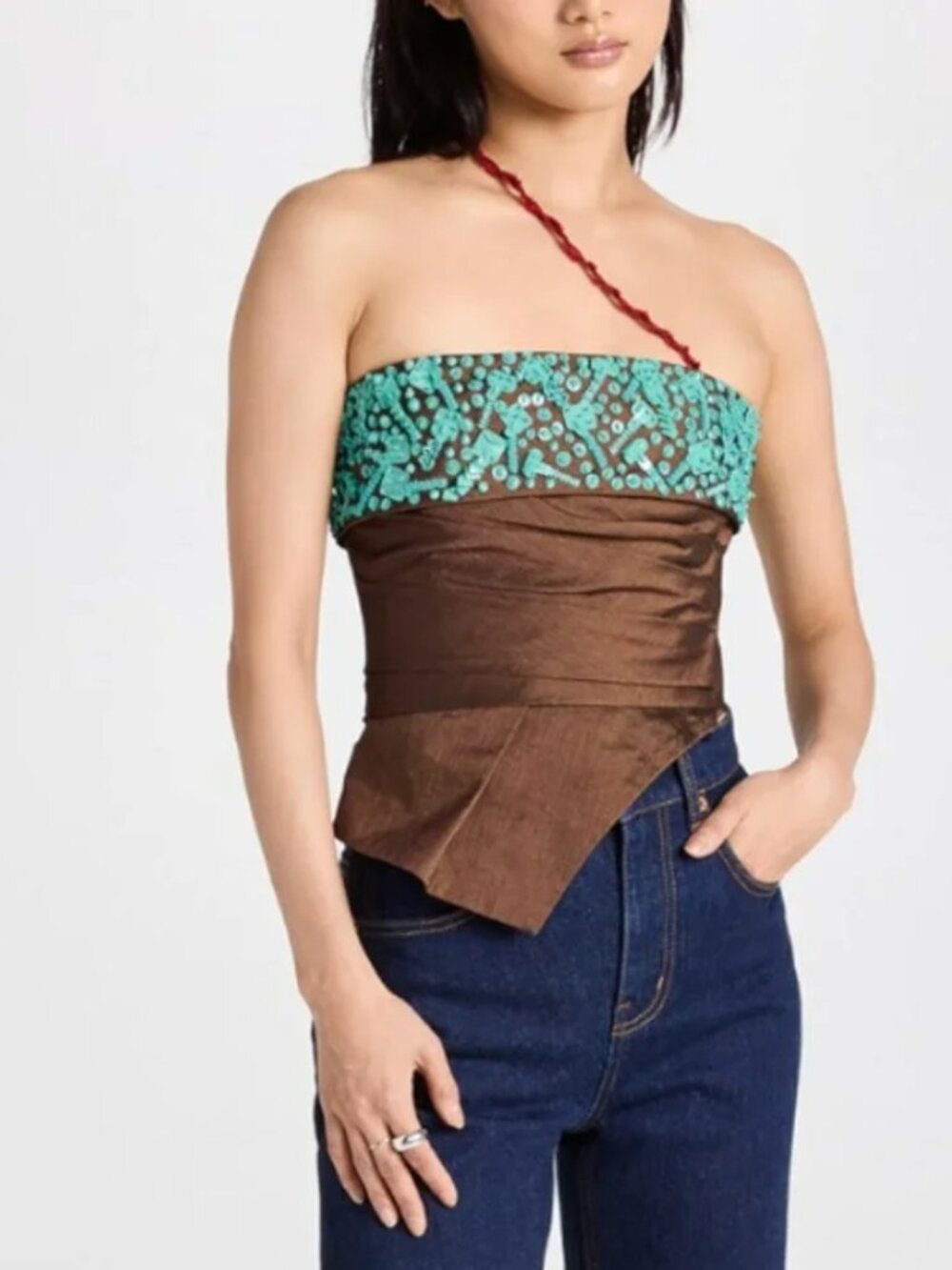 Tory Burch Lollipops Embellished Wrap Bustier Top